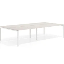 Mesa oficina multipuesto bench Kube doble, fondo 166 cm, estructura blanco