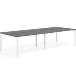 Mesa oficina multipuesto bench doble Kube, fondo 126 cm, estructura blanco