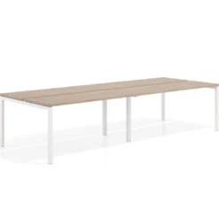 Mesa oficina multipuesto bench doble Kube, fondo 126 cm, estructura blanco