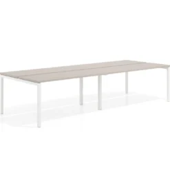 Mesa oficina multipuesto bench doble Kube, fondo 126 cm, estructura blanco