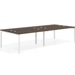 Mesa oficina multipuesto bench doble Kube, fondo 142cm, estructura blanco