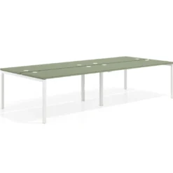 Mesa oficina multipuesto bench doble Kube, fondo 142cm, estructura blanco