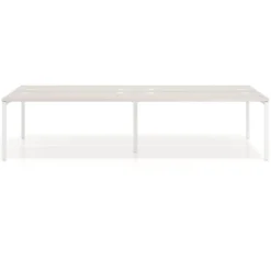 Mesa oficina multipuesto bench Kube doble, fondo 166 cm, estructura blanco