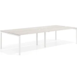 Mesa oficina multipuesto bench doble Kube, fondo 142cm, estructura blanco