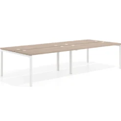 Mesa oficina multipuesto bench doble Kube, fondo 142cm, estructura blanco