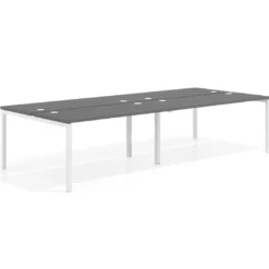 Mesa oficina multipuesto bench doble Kube, fondo 142cm, estructura blanco