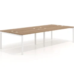 Mesa oficina multipuesto bench doble Kube, fondo 142cm, estructura blanco
