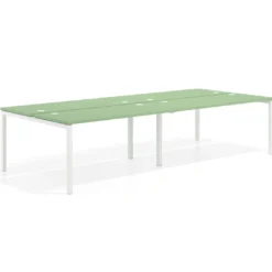 Mesa oficina multipuesto bench doble Kube, fondo 142cm, estructura blanco