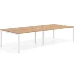 Mesa oficina multipuesto bench doble Kube, fondo 142cm, estructura blanco