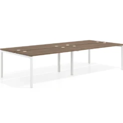 Mesa oficina multipuesto bench doble Kube, fondo 142cm, estructura blanco