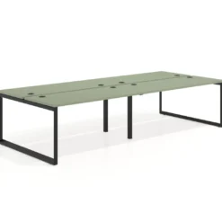 Mesa oficina multipuesto bench Delta doble, fondo 142cm, estructura negra