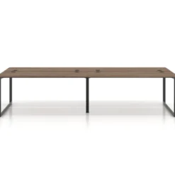 Mesa oficina multipuesto bench Delta doble, fondo 142cm, estructura negra