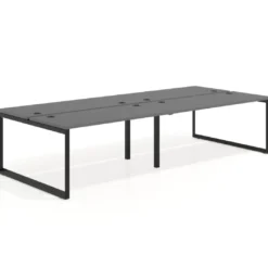 Mesa oficina multipuesto bench Delta doble, fondo 142cm, estructura negra