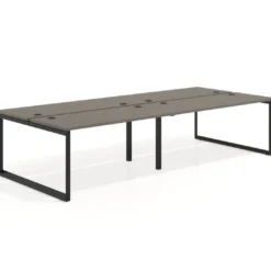 Mesa oficina multipuesto bench Delta doble, fondo 142cm, estructura negra