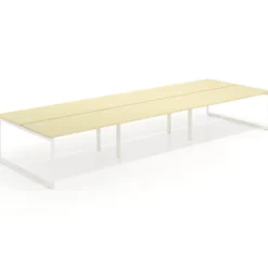 Mesa oficina multipuesto bench Delta triple, fondo 166cm estructura blanca