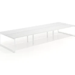 Mesa oficina multipuesto bench Delta triple, fondo 166cm estructura blanca