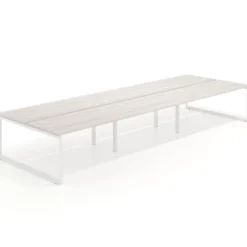 Mesa oficina multipuesto bench Delta triple, fondo 166cm estructura blanca