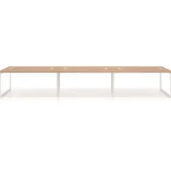 Mesa oficina multipuesto bench Delta triple, fondo 142cm, estructura blanca