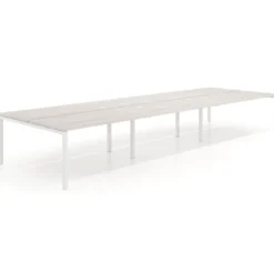 Mesa oficina multipuesto bench Kube triple, fondo 166 cm, estructura blanco