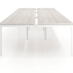 Mesa oficina multipuesto bench Kube triple, fondo 166 cm, estructura blanco