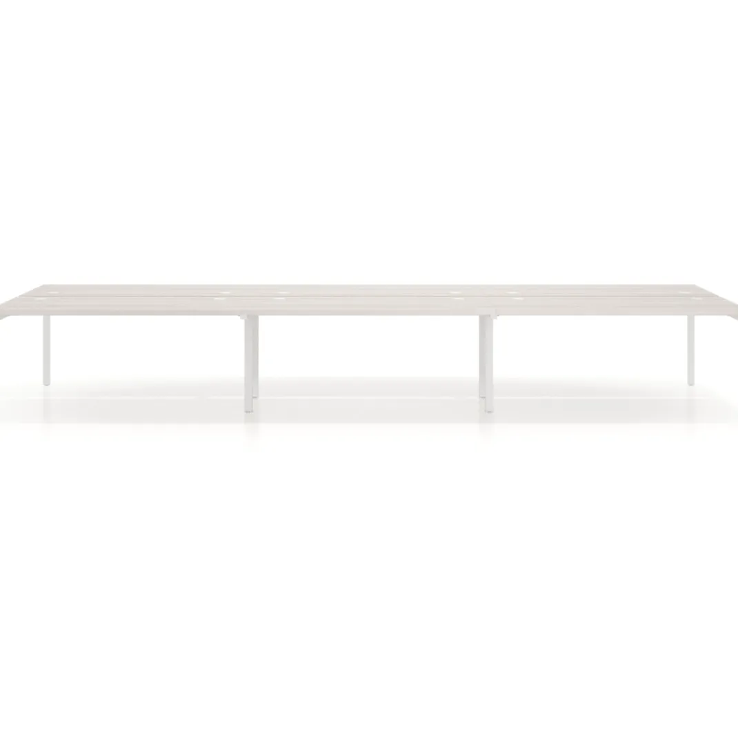 Mesa oficina multipuesto bench Kube triple, fondo 166 cm, estructura blanco