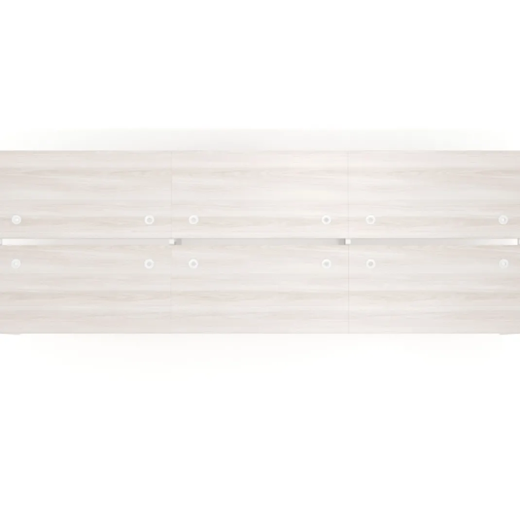 Mesa oficina multipuesto bench Kube triple, fondo 166 cm, estructura blanco