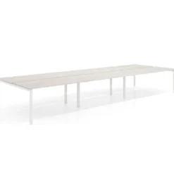 Mesa oficina multipuesto bench Kube triple, fondo 166 cm, estructura blanco