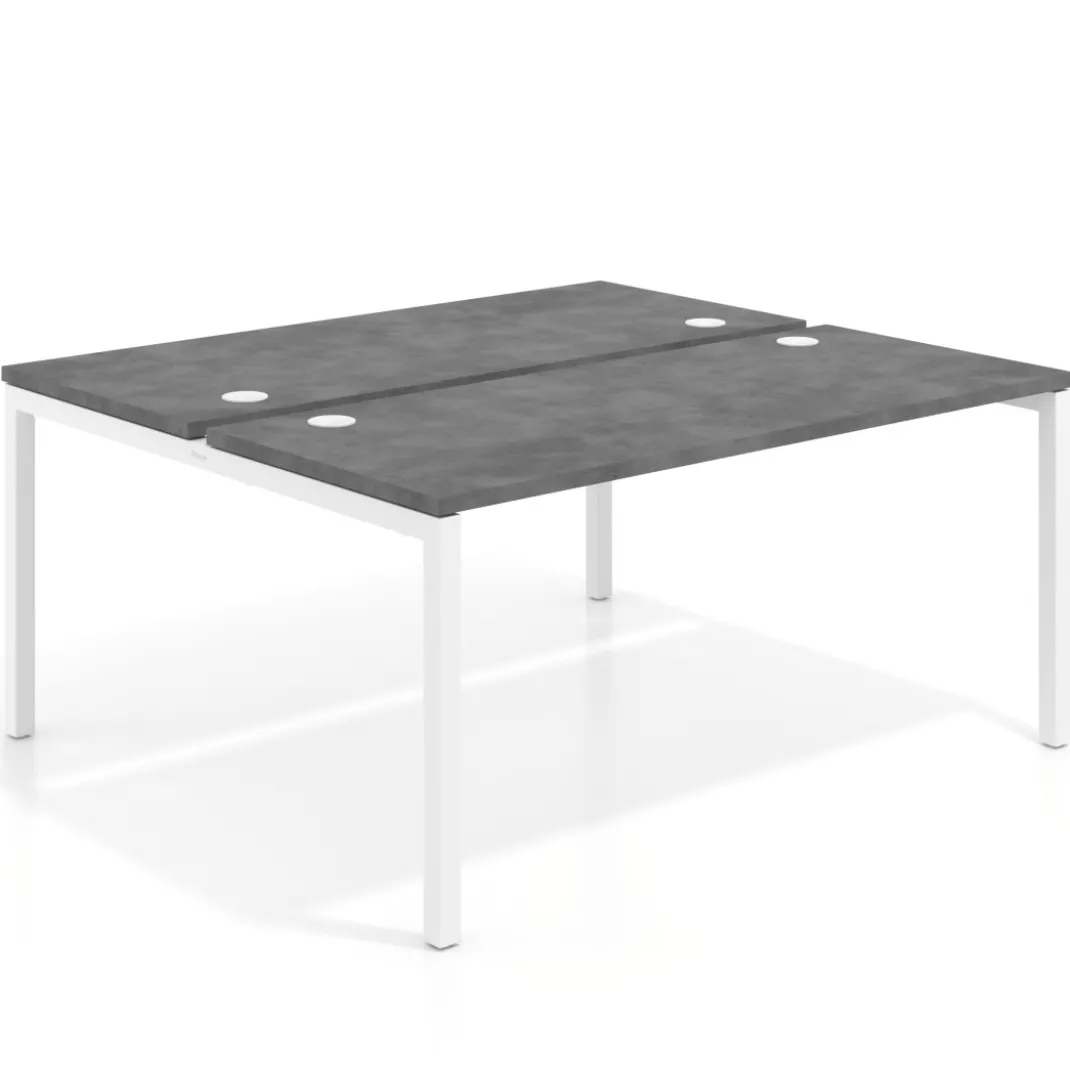 Mesa oficina multipuesto bench Kube fondo 142cm estructura blanca