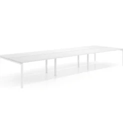 Mesa oficina multipuesto bench Kube triple, fondo 166 cm, estructura blanco