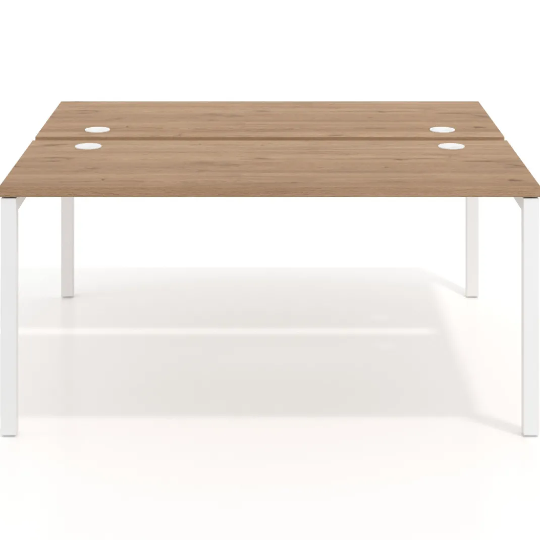 Mesa oficina multipuesto bench Kube fondo 142cm estructura blanca