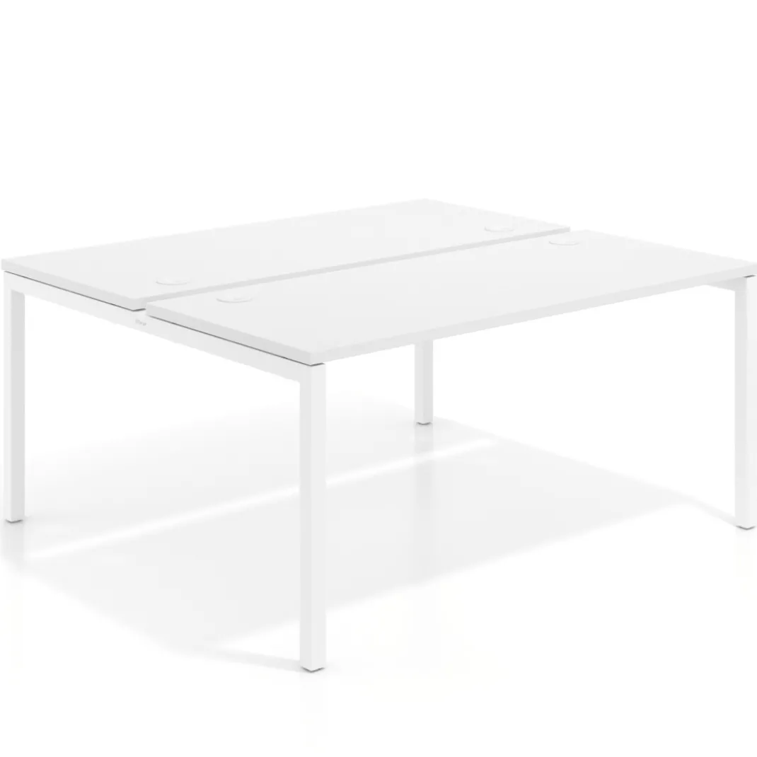 Mesa oficina multipuesto bench Kube fondo 142cm estructura blanca
