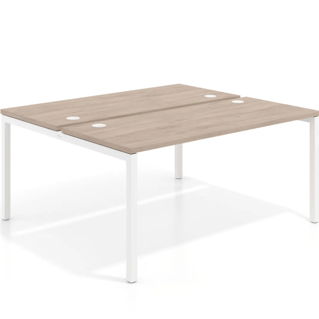 Mesa oficina multipuesto bench Kube fondo 142cm estructura blanca