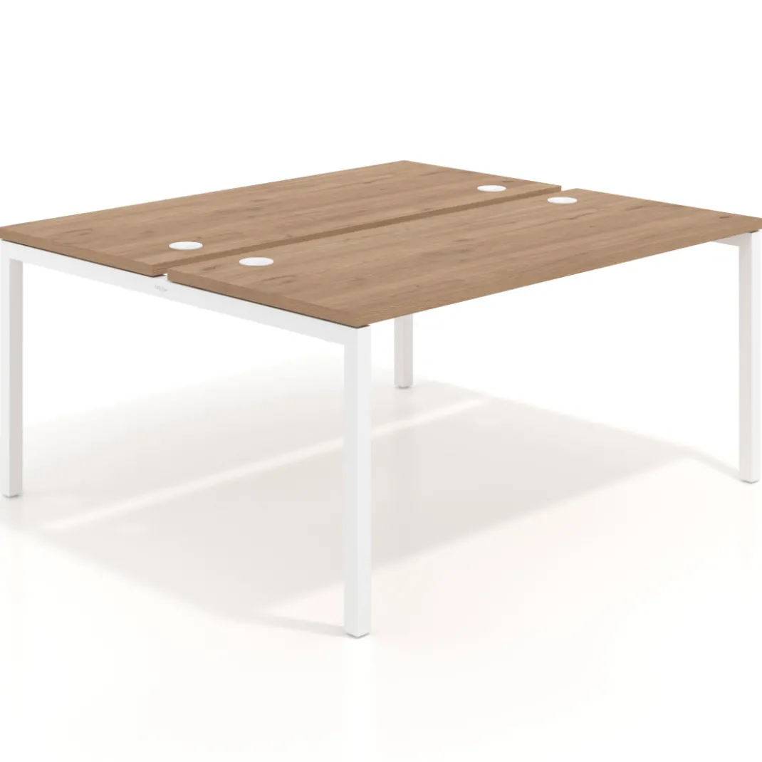 Mesa oficina multipuesto bench Kube fondo 142cm estructura blanca