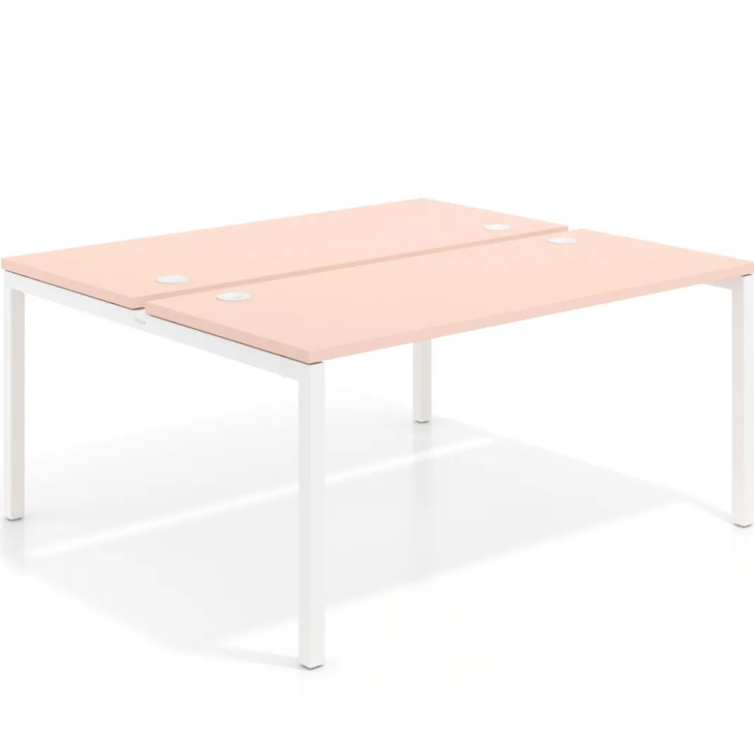 Mesa oficina multipuesto bench Kube fondo 142cm estructura blanca