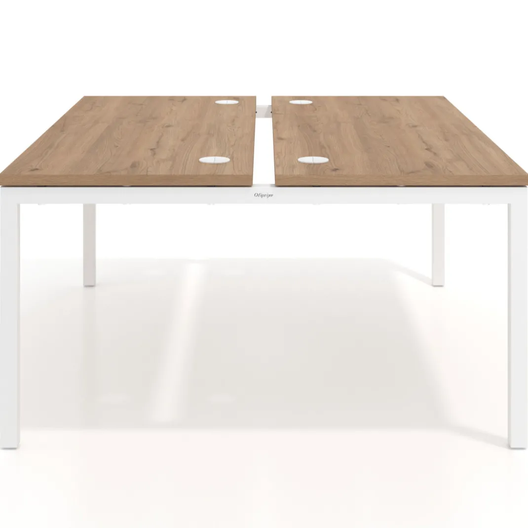 Mesa oficina multipuesto bench Kube fondo 142cm estructura blanca
