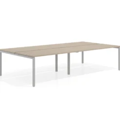 Mesa oficina multipuesto bench Kube doble, fondo 166 cm, estructura aluminio