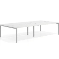 Mesa oficina multipuesto bench Kube doble, fondo 166 cm, estructura aluminio