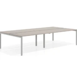 Mesa oficina multipuesto bench Kube doble, fondo 166 cm, estructura aluminio
