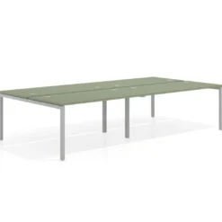 Mesa oficina multipuesto bench Kube doble, fondo 166 cm, estructura aluminio