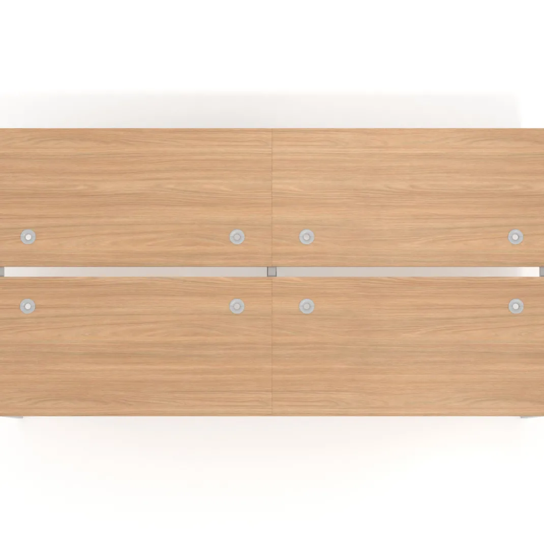Mesa oficina multipuesto bench Kube doble, fondo 166 cm, estructura aluminio