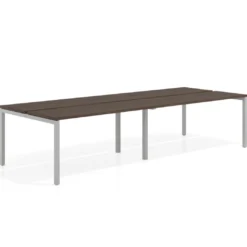 Mesa oficina multipuesto bench doble Kube, fondo 126 cm, estructura aluminio