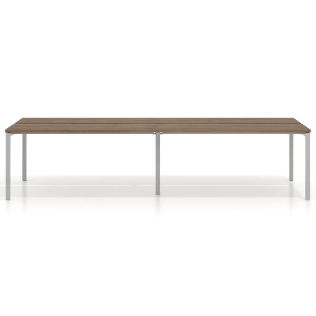 Mesa oficina multipuesto bench doble Kube, fondo 126 cm, estructura aluminio