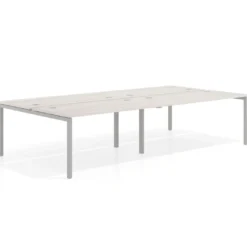 Mesa oficina multipuesto bench Kube doble, fondo 166 cm, estructura aluminio