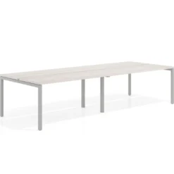 Mesa oficina multipuesto bench doble Kube, fondo 126 cm, estructura aluminio