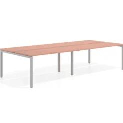 Mesa oficina multipuesto bench doble Kube, fondo 142cm, estructura aluminio