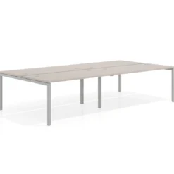 Mesa oficina multipuesto bench Kube doble, fondo 166 cm, estructura aluminio