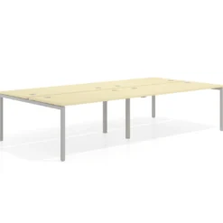 Mesa oficina multipuesto bench Kube doble, fondo 166 cm, estructura aluminio