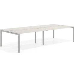 Mesa oficina multipuesto bench doble Kube, fondo 142cm, estructura aluminio