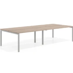Mesa oficina multipuesto bench doble Kube, fondo 142cm, estructura aluminio