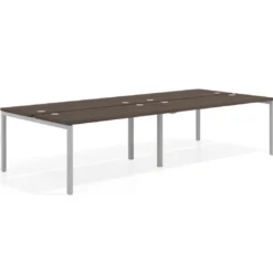 Mesa oficina multipuesto bench doble Kube, fondo 142cm, estructura aluminio